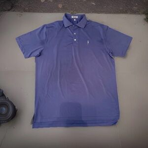 Peter Millar Blue Men’s Polo Pearl buttons Large Golf